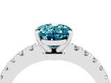 White gold Oval Cut Solitaire Diamond with Pavé Band and Four-Prong Setting_4