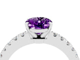 White gold Oval Cut Solitaire Diamond with Pavé Band and Four-Prong Setting_4