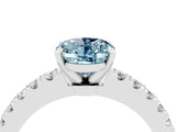 White gold Oval Cut Solitaire Diamond with Pavé Band and Four-Prong Setting_4
