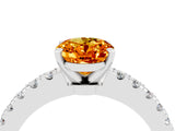 White gold Oval Cut Solitaire Diamond with Pavé Band and Four-Prong Setting_4