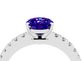 White gold Oval Cut Solitaire Diamond with Pavé Band and Four-Prong Setting_4