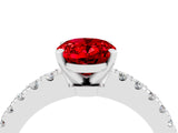 White gold Oval Cut Solitaire Diamond with Pavé Band and Four-Prong Setting_4