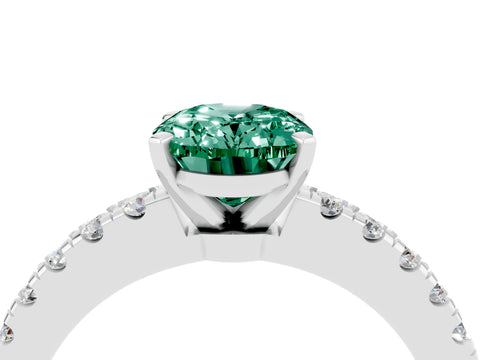 White gold Oval Cut Solitaire Diamond with Pavé Band and Four-Prong Setting_4