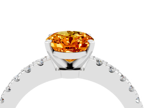 White gold Oval Cut Solitaire Diamond with Pavé Band and Four-Prong Setting_4