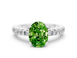 White gold Oval Cut Solitaire Diamond with Pavé Band and Four-Prong Setting