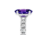 White gold Oval Cut Solitaire Diamond with Pavé Band and Four-Prong Setting_5