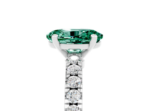 White gold Oval Cut Solitaire Diamond with Pavé Band and Four-Prong Setting_5