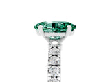 White gold Oval Cut Solitaire Diamond with Pavé Band and Four-Prong Setting_5