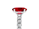 White gold Oval Cut Solitaire Diamond with Pavé Band and Four-Prong Setting_5