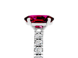 White gold Oval Cut Solitaire Diamond with Pavé Band and Four-Prong Setting_5
