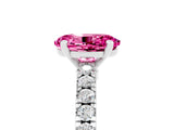 White gold Oval Cut Solitaire Diamond with Pavé Band and Four-Prong Setting_5