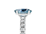 White gold Oval Cut Solitaire Diamond with Pavé Band and Four-Prong Setting_5