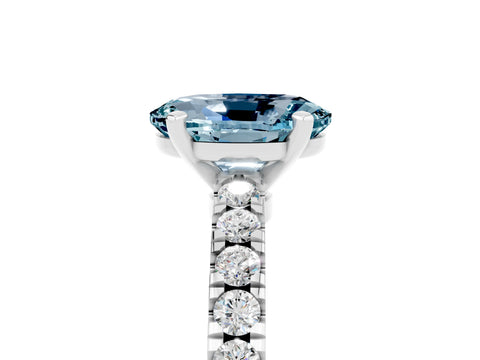 White gold Oval Cut Solitaire Diamond with Pavé Band and Four-Prong Setting_5