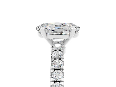 White gold Oval Cut Solitaire Diamond with Pavé Band and Four-Prong Setting_5