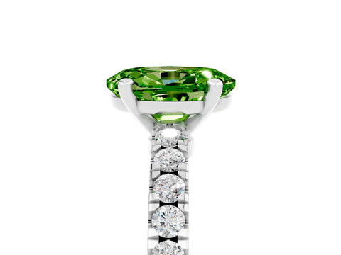 White gold Oval Cut Solitaire Diamond with Pavé Band and Four-Prong Setting_5