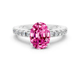 White gold Oval Cut Solitaire Diamond with Pavé Band and Four-Prong Setting