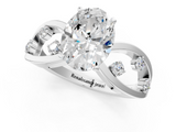 White gold Oval Cut Solitaire Diamond with Side Stones on Criss-Cross Band and Four-Prong Setting_25