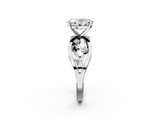 White gold Oval Cut Solitaire Diamond with Side Stones on Criss-Cross Band and Four-Prong Setting_26
