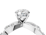 White gold Oval Cut Solitaire Diamond with Side Stones on Criss-Cross Band and Four-Prong Setting_28