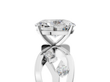 White gold Oval Cut Solitaire Diamond with Side Stones on Criss-Cross Band and Four-Prong Setting_29
