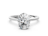 Silver 1.50 Carat F VS1 Oval Cut Solitaire Engagement Ring with Four-Prong Setting and Classic Band