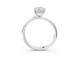 Silver 1.50 Carat F VS1 Oval Cut Solitaire Engagement Ring with Four-Prong Setting and Classic Band