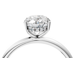 Silver 1.50 Carat F VS1 Oval Cut Solitaire Engagement Ring with Four-Prong Setting and Classic Band