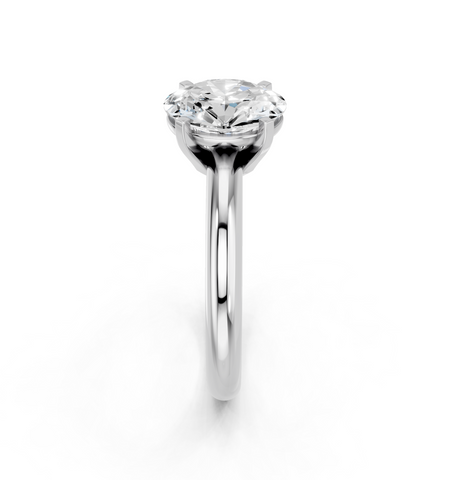 White gold Oval Cut Solitaire Engagement Ring with Round Band and Four-Prong Setting_282