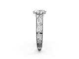 14K White Gold 3.03 Carat D VVS2 Oval Diamond Solitaire Ring with Engraved Band and Four-Prong Setting