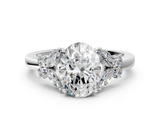 White gold Oval Cut Solitaire Floral Diamond Ring with Four-Prong Setting_37