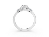 White gold Oval Cut Solitaire Floral Diamond Ring with Four-Prong Setting_40