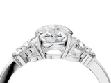 White gold Oval Cut Solitaire Floral Diamond Ring with Four-Prong Setting_41