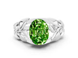 White gold Oval Cut Solitaire Leaf-Inspired Engagement Ring with Prong Setting
