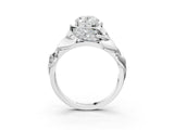 White gold Oval Cut Solitaire Leaf-Inspired Engagement Ring with Prong Setting_10