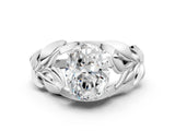 White gold Oval Cut Solitaire Leaf-Inspired Engagement Ring with Prong Setting_119