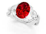 White gold Oval Cut Solitaire Leaf-Inspired Engagement Ring with Prong Setting_1