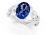 White gold Oval Cut Solitaire Leaf-Inspired Engagement Ring with Prong Setting_1