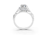 White gold Oval Cut Solitaire Leaf-Inspired Engagement Ring with Prong Setting_3