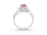 White gold Oval Cut Solitaire Leaf-Inspired Engagement Ring with Prong Setting_3