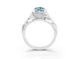 White gold Oval Cut Solitaire Leaf-Inspired Engagement Ring with Prong Setting_3