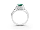 White gold Oval Cut Solitaire Leaf-Inspired Engagement Ring with Prong Setting_3