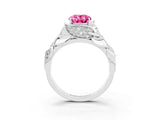 White gold Oval Cut Solitaire Leaf-Inspired Engagement Ring with Prong Setting_3