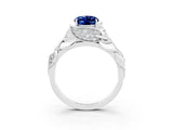 White gold Oval Cut Solitaire Leaf-Inspired Engagement Ring with Prong Setting_3