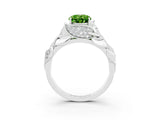 White gold Oval Cut Solitaire Leaf-Inspired Engagement Ring with Prong Setting_3