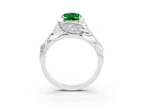 White gold Oval Cut Solitaire Leaf-Inspired Engagement Ring with Prong Setting_3