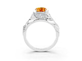 White gold Oval Cut Solitaire Leaf-Inspired Engagement Ring with Prong Setting_3