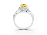 White gold Oval Cut Solitaire Leaf-Inspired Engagement Ring with Prong Setting_3
