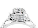 White gold Oval Cut Solitaire Leaf-Inspired Engagement Ring with Prong Setting_4
