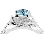 White gold Oval Cut Solitaire Leaf-Inspired Engagement Ring with Prong Setting_4