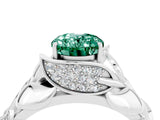 White gold Oval Cut Solitaire Leaf-Inspired Engagement Ring with Prong Setting_4